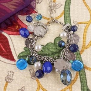 WHITE HOUSE BLACK MARKET BLUE SILVERTONE bracelete